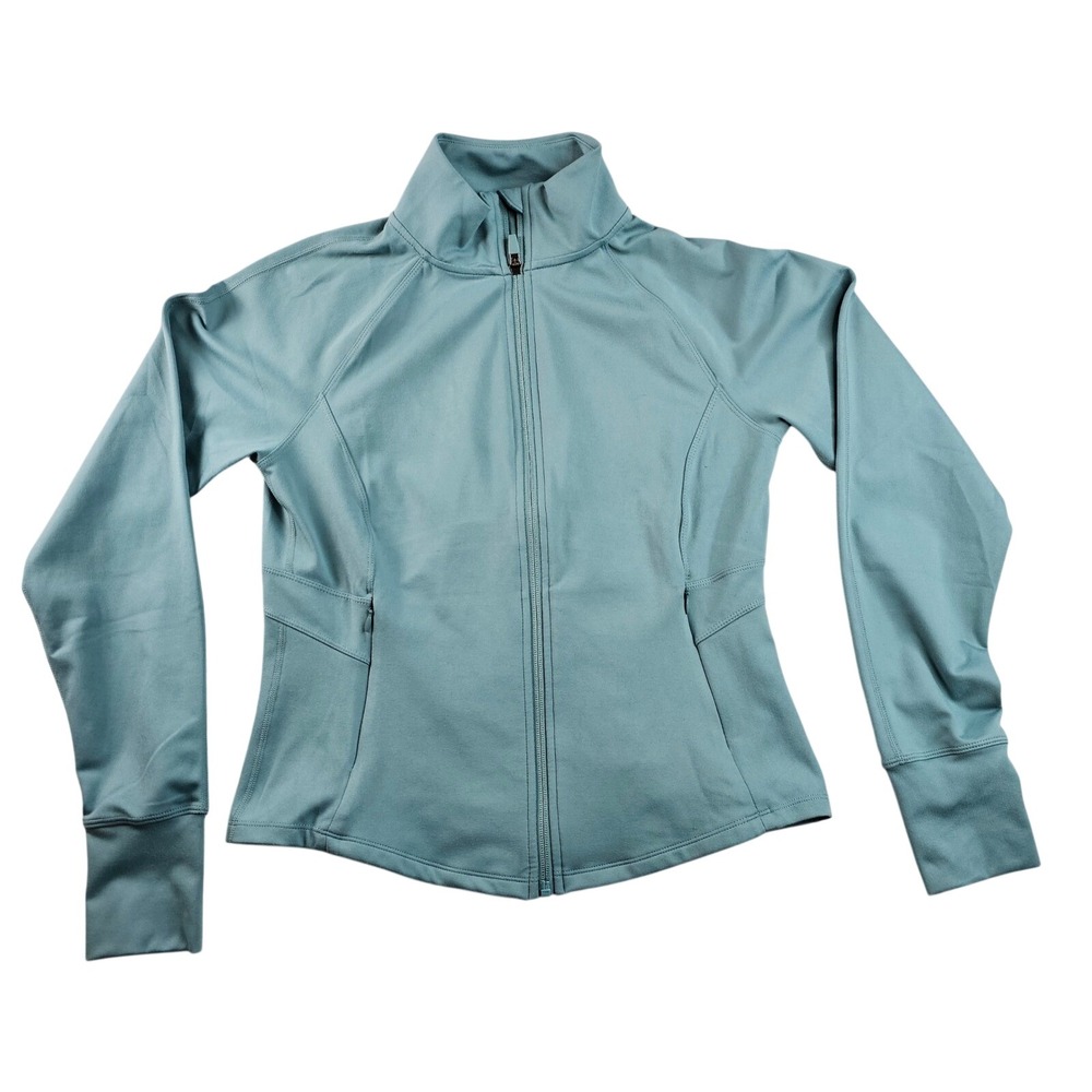 Jockey Define Jacket Women's Size S/P Teal Polyester Blend Mock Neck Long Sleeve